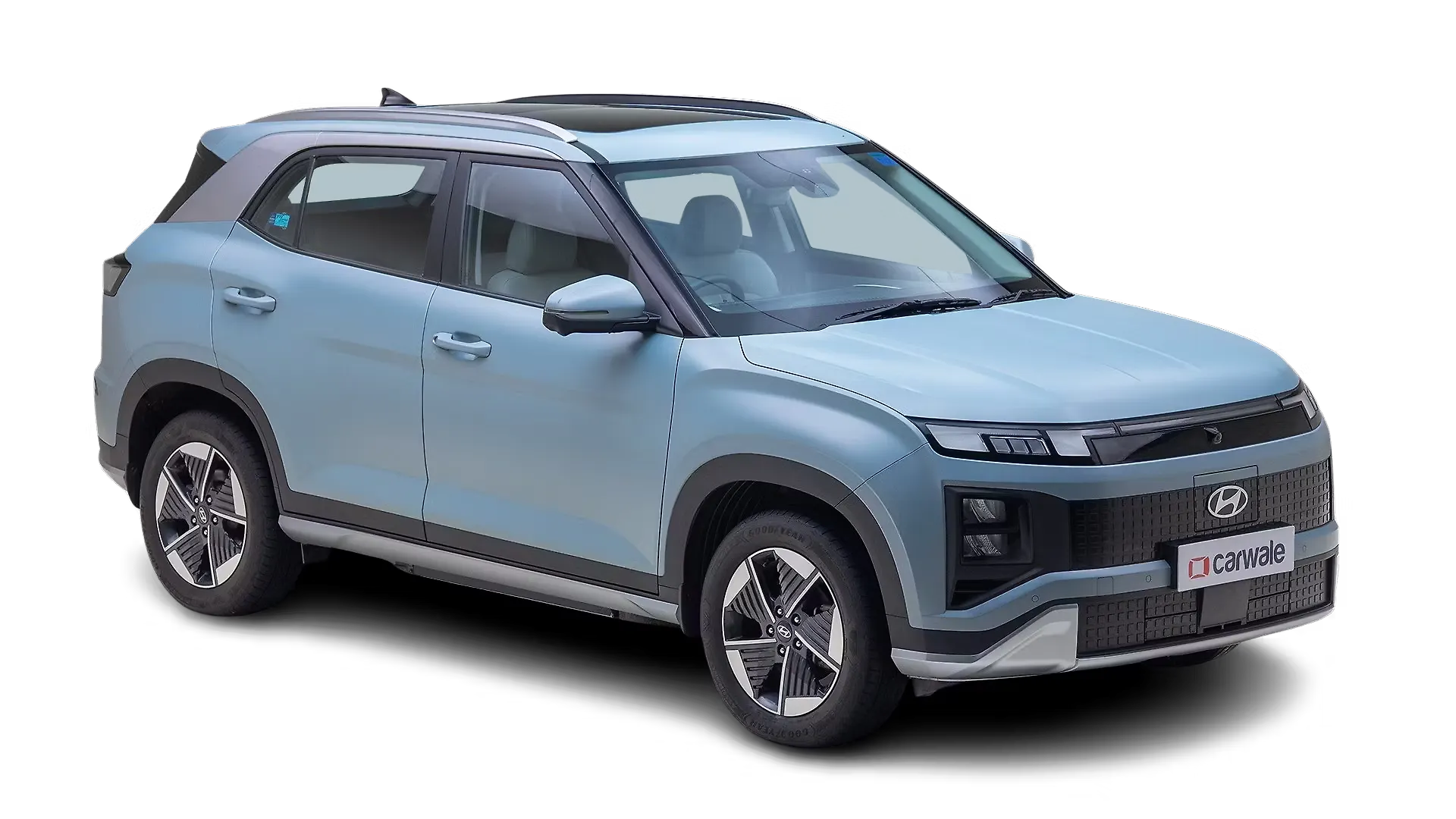 Hyundai Creta Electric — front view showing pixel LED lights and aerodynamic design